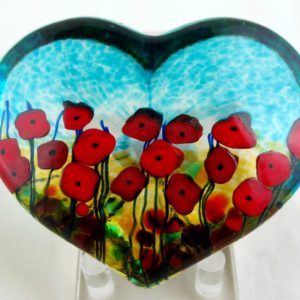 California Poppy Heart Paperweight