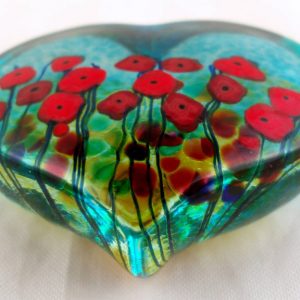 California Poppy Heart Paperweight