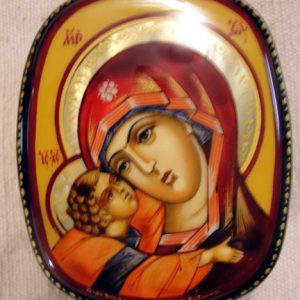 Handmade Lacquer Box, Virgin Mary & Child, Russia