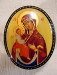 Handmade Lacquer Box, Virgin Mary & Child, Russia