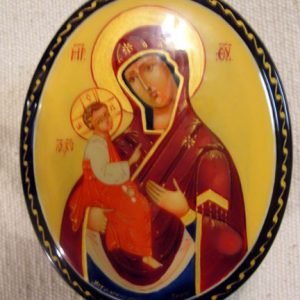 Handmade Lacquer Box, Virgin Mary & Child, Russia