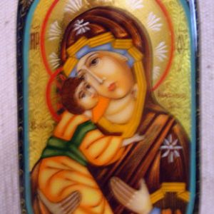 Handmade Lacquer Box, Virgin Mary & Child, Russia