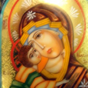 Handmade Lacquer Box, Virgin Mary & Child, Russia