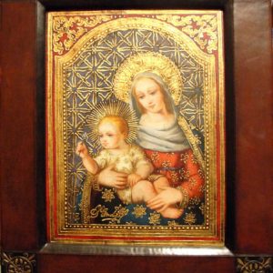 Virgin Mary Original Oil Painting - Madona del Saber by Mendoza