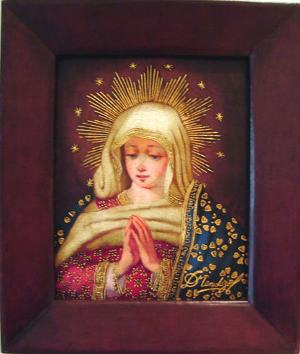 Virgin Mary Original Oil Painting - Virgen Santa by Mendoza