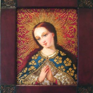 Virgin Mary Original Oil Painting - Virgen del Huerto by Mendoza