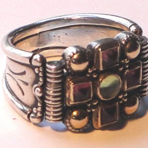 Pink & Green Tourmaline Cross Ring by Konstantino