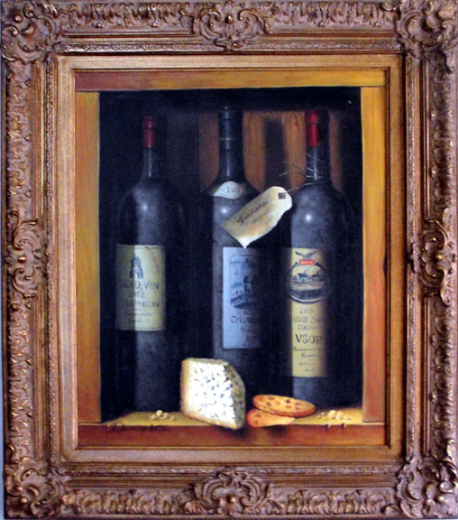p-4243-ODSL2024-50-118_1.jpg Wine, Cognac & Cheese Still Life by Danny Kim - Original Oil Painting