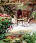 Table on the Terrace - Original Oil Painting