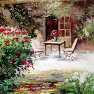 Table on the Terrace - Original Oil Painting