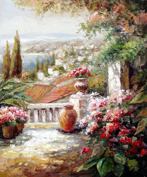 Terrace on the Sea - Original Oil Painting
