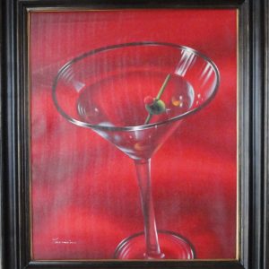 Red Martini by Tarnine - Original Oil Painting 20" x 24"