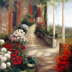 Veranda in Bloom - Original Oil Painting