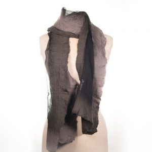Christa Louise Frame Wool Trim Scarf - Black/Gunmetal