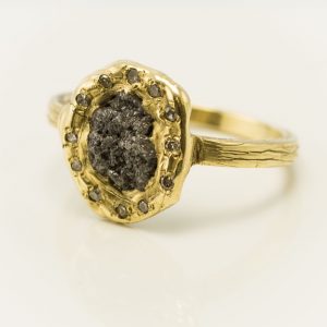 Rough Diamond Halo Ring by Emilie Shapiro