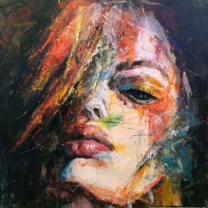 Redheaded Woman in Vibrant Colors by Sasha