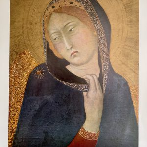 Head of the Virgin by Simone Martini, 1950's Antique Lithograph