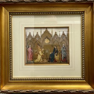 The Annunciation by Simone Martini, 1950's Antique Lithograph Framed
