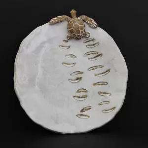 Sea Turtle Dinner Plates in Mediterranean White by Shayne Greco